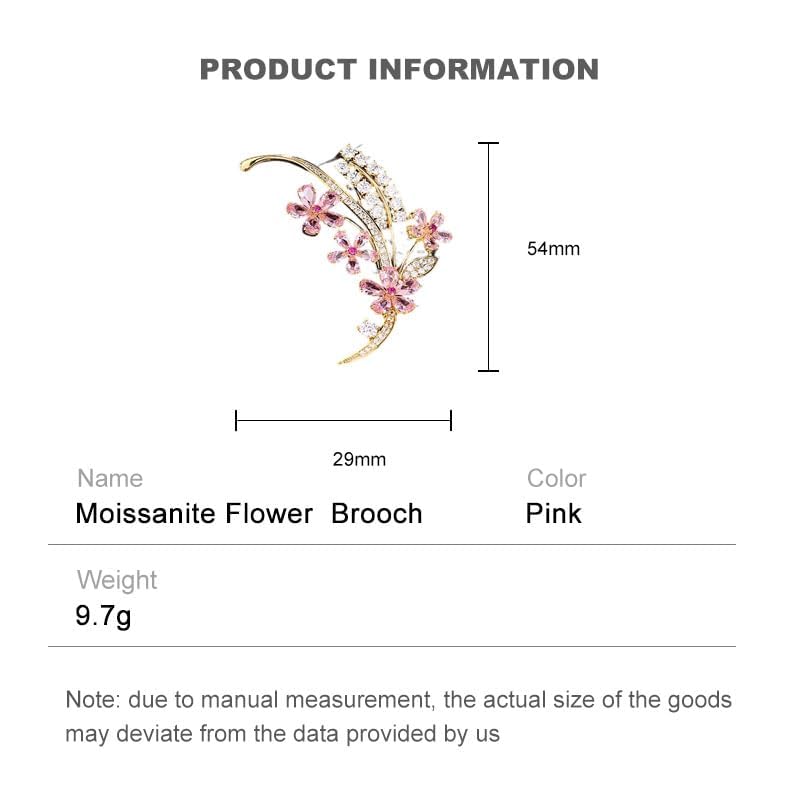 Image of 14K Gold Wheat Sheaf Brooch Embellished with Lustrous Colored Gemstone Flowers, Moissanite Accents Elevate its Elegance, Unique Botanical Jewelry Gift for Women