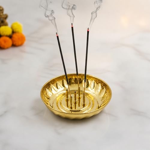 Spillbox Brass Incense Stick Holder Stand|Burner with Ash Catcher...