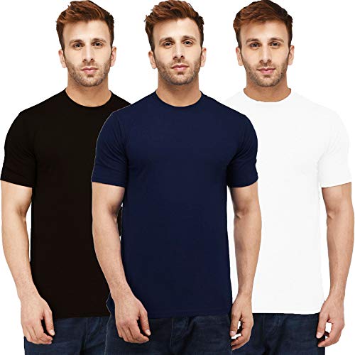 Image of Solid Men Half Sleeve Round Neck T-Shirt (Pack of 3)