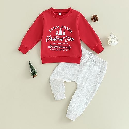 Toddler Baby Boys Girls Christmas Outfit Letter Print Long Sleeve Sweatshirt Tops Long Pants Set Fall Clothes2