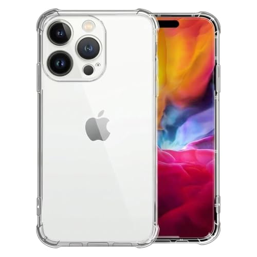 Image of Fashionury 3D Raised Transparent Crystal Clear Back Cover for iPhone 15 Pro | Shockproof Design | Anti-Slip Grip | Camera Protection | 360 Degree Protection Mobile Case