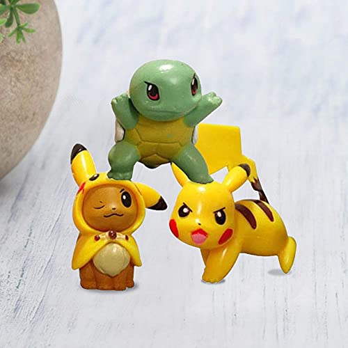 TRRY Pokémon Mini-figuren, 8-delige set voor verjaardagsfeestjes, cupcake, Pikachu, figuren, taartdecoratie voor… - Image 3