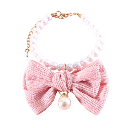 Humdcdy Collar de Perlas para Perros, Collares básicos Ajustables para Perro, Collar de Perlas con Lazo de Fieltro para Uso Diario, sesiones de Fotos, Fiestas, Bodas