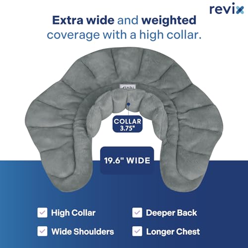 Image of REVIX Microwave Heating Pad for Neck Shoulders with Moist Heat, Heated Neck Wrap for Muscle Tension and Discomfort, Weighted Microwavable Heating Pad for Multiple Body Parts, Scented, Darkgray