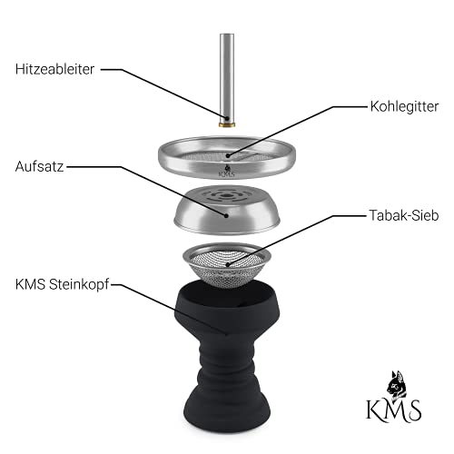 KMS Shisha Kopf Set – Steinkopf Shisha mit Zubehör – Kaminaufsatz Shisha und Sieb – Premium Shisha Zubehör mit besserer… – Bild 3