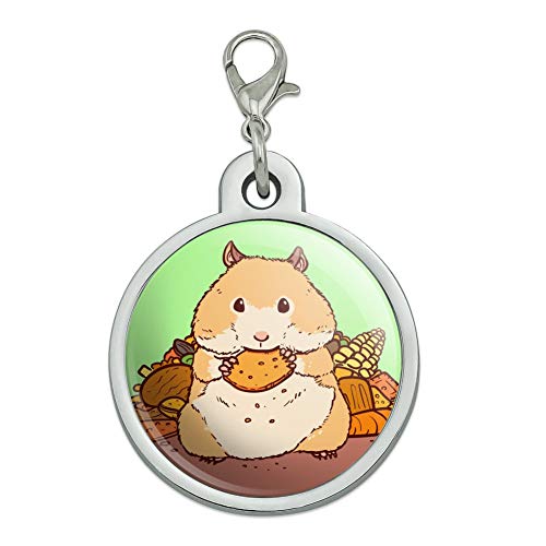 GRAPHICS & MORE Hamster Eating Stash of Food Chrome Plated Metal Pet Dog Cat ID Tag
