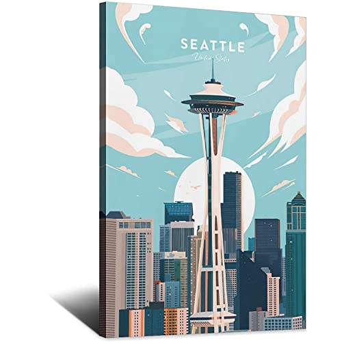 Tableau Seattle 60x90cm ENDIQIAO poster décoration moderne sans cadre pour chambre