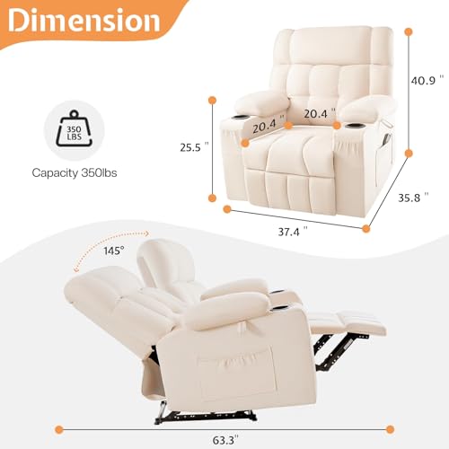 Sillón reclinable eléctrico beige tamaño oversize miniatura 2