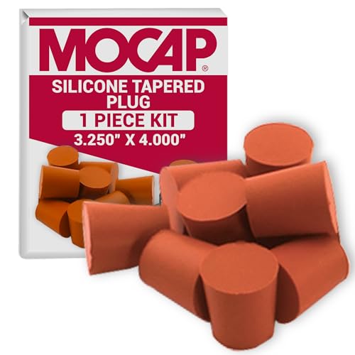 MOCAP Silicone Tapered Plug – Orange Rubber Stopper for Round Holes, Non-Stick Silicone Plug Kit, Rubber Plugs for Holes Assorted Sizes for Industrial & Automotive Use - (3.250-4.000