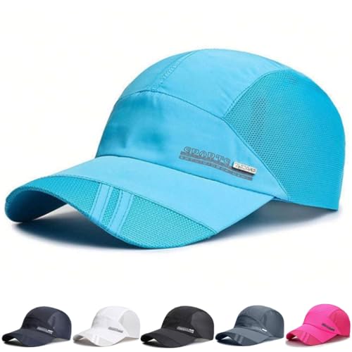 RALSPEC Cappellino da baseball traspirante regolabile in rete leggera con visiera parasole cappello sportivo ad asciugatura rapida, Azzurro, Taglia unica