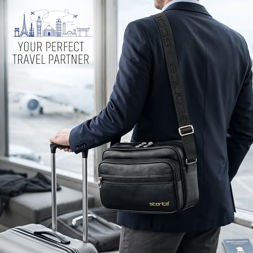 Image of Storite Stylish Small PU Leather Sling Cross Body Travel Office One Side Shoulder Bag for Men Women
