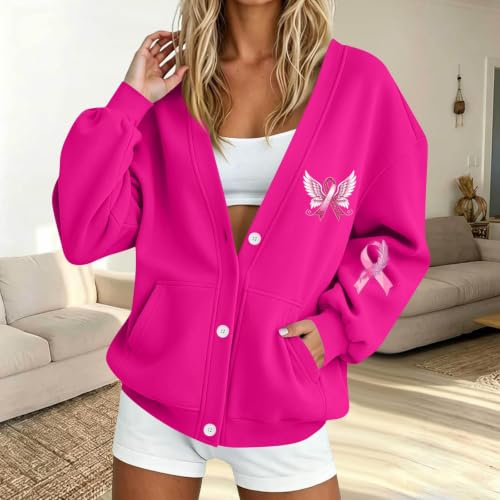 Breast Cancer Sweatshirt Cardigan for Women Long Sleeve Oversized Coat - image 2