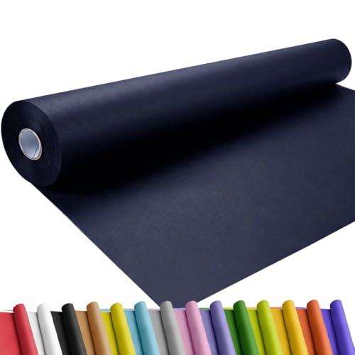 Image of SMART&CASUAL 48 inch x 1,500 inch (125') Navy Blue Kraft Craft Paper Roll for Gift Wrapping Bulletin Board Bouquet Flower Art Packing Parcel Table Covering 80GSM 55LB (Navy Blue, 48 inch x 125')