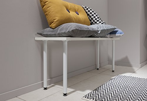 Element System Steel Pipe Feet Round Table Leg, Furniture Feet including Screw-On Plate, 11100-00068, White Aluminium, 60 cm - Image 4