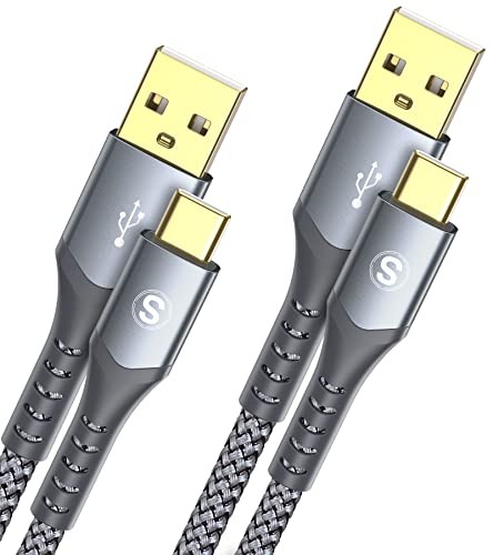 Cavo USB C 3.1A [2 pezzi 2m] ricarica rapida, Sweguard cavo di ricarica USB C nylon tipo C per Samsung Galaxy S21 S20 S10 S9 S8 Plus, Note10/9/8, M31 M30s M20, A20e A71 A52 A51