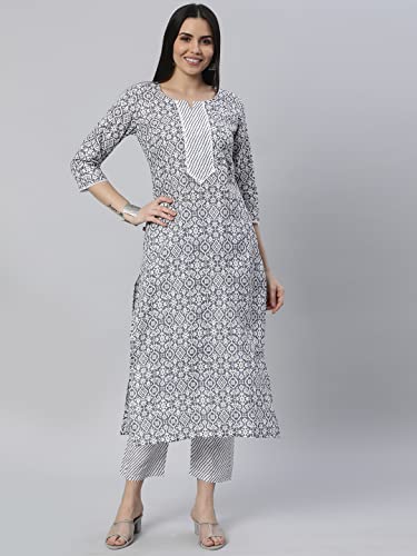 Image of ANNI Designer Women Cotton Blend Regular Kurta with Pant