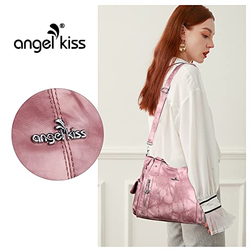 Image of Angel Kiss Handbags for Womens Top-Handle Hobo Purse Roomy Casual Shoulder Bags PU Tote Satchel Purse for Women