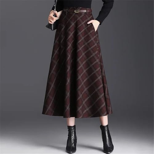 Women's Winter Polyester Large Ruffle Hip-Covering Mid-Length Plaid Loose A-Line Mini Skirt2