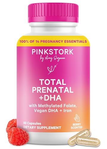 Product Image of the Pink Stork Total Prenatal Vitamins with DHA, Folate, Iron, Choline, and Vitamin...