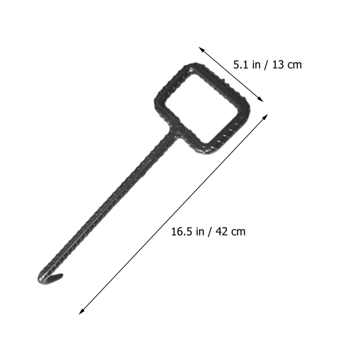 Gancio di sollevamento in acciaio da 42 cm, manico rettangolare cavo da 16 mm, strumento resistente per sollevamento di chiusini, uso esterno sicuro, attrezzatura per manutenzione urbana