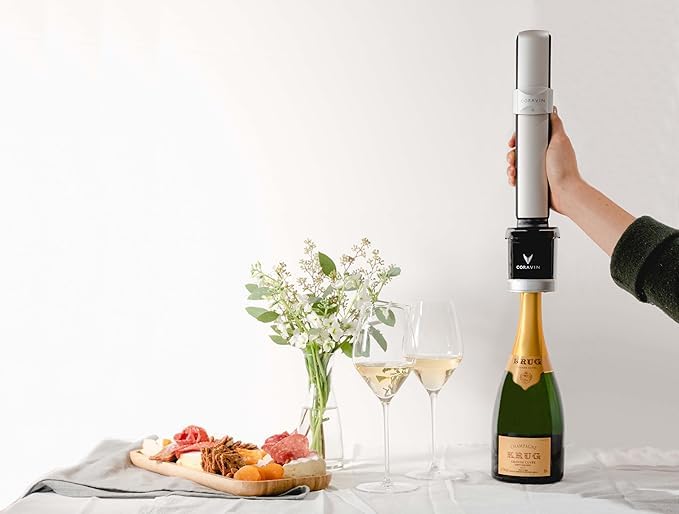 Coravin Sistema di Conservazione per Spumante - Conserva lo Spumante per 4 Settimane - Salvavino per Spumante - con Capsule Pure di CO2 Gas Spumante - per Champagne e Altri Spumanti