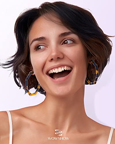Wowshow Acrylic Resin Hoop Earrings For Women Statement Fashion Geometric Octagon Earrings #TOP1