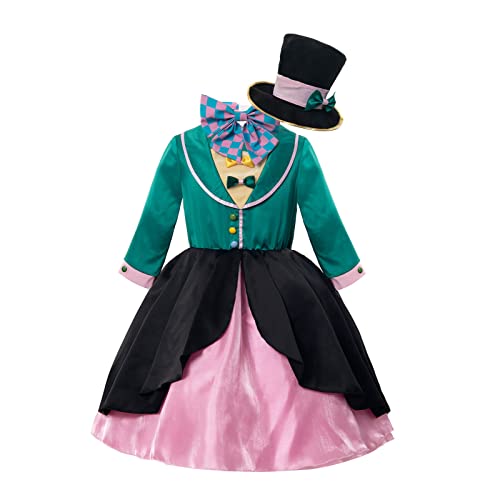 Disfraz Mad Hatter para Niñas con Sombrero miniatura 1