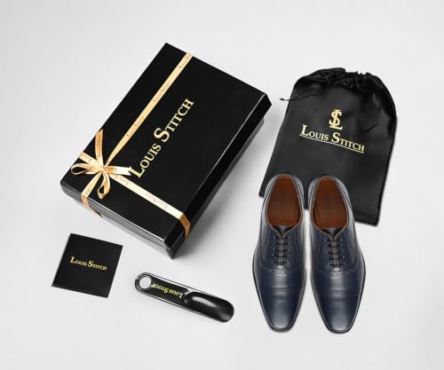 Image of LOUIS STITCH Formal Lace Up Shoes for Men | Handcrafted Italian Leather Mens Oxford Shoes| RXOX