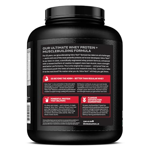 Image of MuscleTech Nitro-Tech Whey Protein, 1.72kg (3.8lbs), Cappuccino, 30g Protein, 3g creatine monohydrate, 6.7g BCAA, ultimate muscle building formula, increase strength & performance
