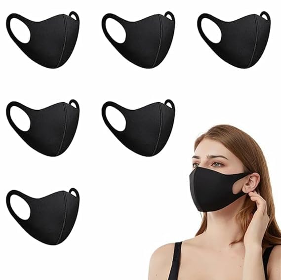 Super Breathable Washable & Reusable Cloth Mask for Men & Women Stylish with UV Protection & Stretchable Material (Black) (Stylish Set of 5) Cotton-image-14