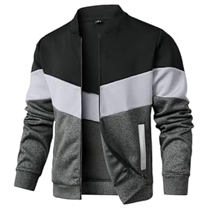 HYPESTFIT Mens Lightweight Jacket Casual Bomber Jacket Color Block Varsity Coat