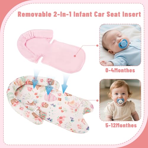 Image of Baby Car Seat Head Support with Extra Headrest, 2-in-1 Babybody Supports with Shoulder Pads Set for Newborn, Adjustable Infant Car Seat Insert Compatible with Stroller, Baby Swing (Animal)