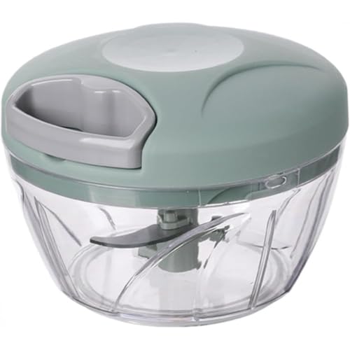 Figoday 手動式ニンニクみじん切り食器洗い機で洗うことができます500 ml/900 mlダブル容量カバー付き簡単に洗浄できますニンニク泥神器生姜末唐辛子みじん切り研磨器キッチン小型手動にんにく?找器 蓉機サプリメント作りツール (中くらい,グリーン