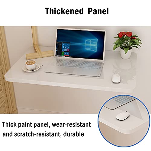Bureau mural pliable flottant rouge 70x30 cm pour ordinateur