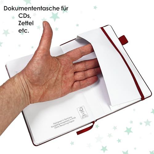 OFF-Block Dein Passwort Buch DEUTSCH I mit A-Z Register I Organizer für Passwörter, Benutzernamen, Webseiten und mehr I mit Stiftschlaufe I Gummiband I Dokumententasche innen (bordeaux)