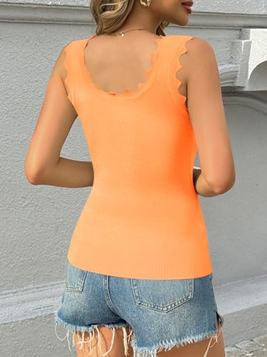 Image of Saodimallsu Womens Ribbed Knit Tank Top Summer Sleeveless Square Neck Casual Basic Slimming Sweater Vest Tops
