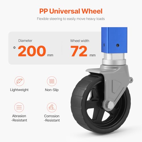 VEVOR Anhängerheber mit Rad, 725kg Anhängerstütze, Drehgelenk-Bootsanhängerheber PP-Einzelrad, 254 mm Hub, anschraubbarer Reiseanhänger mit Griff für Wohnmobil, Boot, Pferdeanhänger, Nutzanhänger