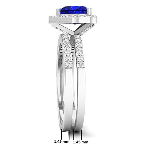 Dazzlingrock Collection 10K Solid Gold Heart Cut Blue Sapphire & Round Diamond Bridal Engagement Ring Set4
