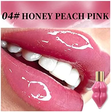 MIESCHER Colored Lips Plumper Gloss for Women Natural Moisturize Smooth Jelly Lip Stick Honey Shine Lip Sexy Plumping Lip Best Clear Lip Plumper Balm Liquid Lipstick Makeup (Honey Peach Pink)