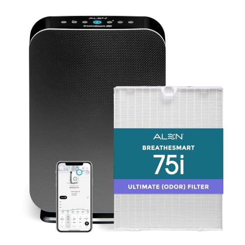 Image of Alen Air Purifier BreatheSmart 75i HEPA with Odor Filter for Large Rooms up to 2800 Sq. Ft. - Perfect for Living Room & Kitchen - Captures Dust + Pet Dander & Household Odors