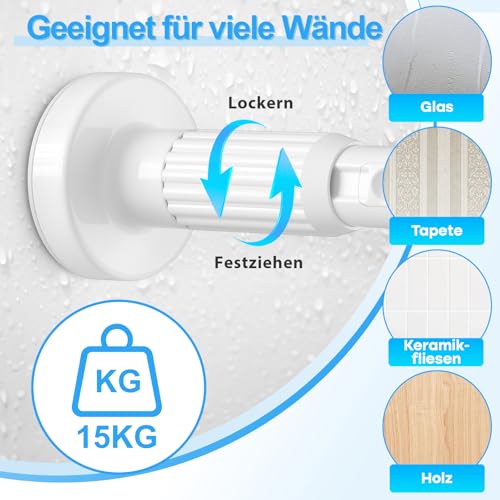 AIZESI Gardinenstange ohne Bohren 150-322CM, Weiße Ø32mm – Teleskopstange zum Klemmen, Ausziehbare Klemmstange – Ideal für Gardinen, Trennwand und Balkon & Duschvorhang