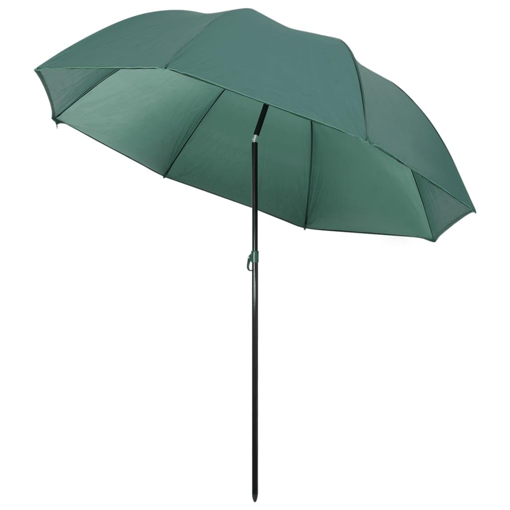 Parasol wędkarski, zielony, 220 x 193 cm, wytrzymała ochrona przed słońcem z powłoką PA, przenośny parasol tarasowy do ogrodu i na zewnątrz, w zestawie ściany boczne i torba do przenoszenia