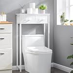 MOHOPE 2-Tier Over The Toilet Storage with 2 Fabric Drawers, Freestanding Above The Toilet Storage Cabinet, Space Saver Metal Over Toilet Bathroom Organizer Shelf for Small Space, White - Image 2