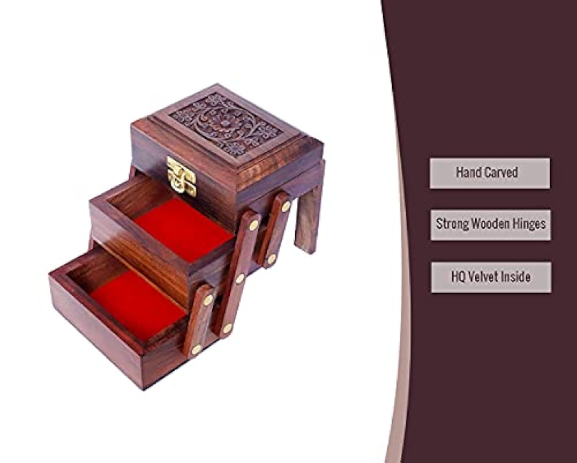 Wooden Folding Jewellery Box, Beautiful and Useful Storage