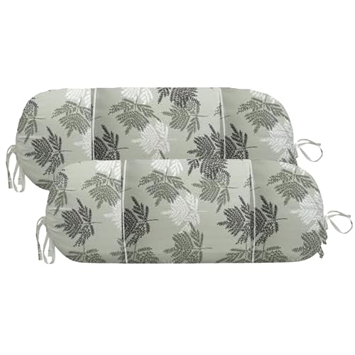 Image of Trance Home Linen 100% Cotton 16x32 inch 200TC Pipe-in Bolster Cover | Bolster Pillow Cover to fit 24 inch Length 9 inch Dia | Pack of 2 Bolster Cover only (16x32 inch, Ferns Paradise Green)