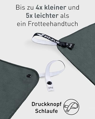 Fit-Flip Mikrofaser Handtuch - kompakte Microfaser Handtücher - ideal als Sporthandtuch, Reisehandtuch, Strandtuch - schnelltrocknend und leicht - Badetuch groß (1x 30x50cm, Dunkelgrau)
