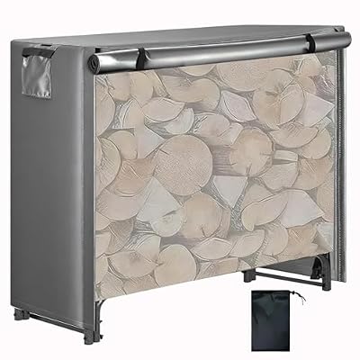 Ldhpaxl Waterproof Log Rack Cover, Heavy Duty 600D Oxford Outdoor Firewood Storage Cover with Zipper (Log Rack not Included),Gray,4FT