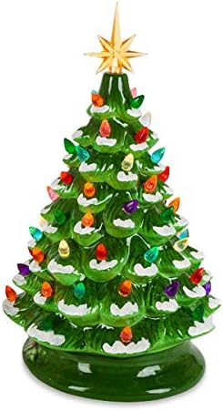 Green Ceramic Dolomite Christmas Tree - Optional Music Setting Batteries Included - Timer