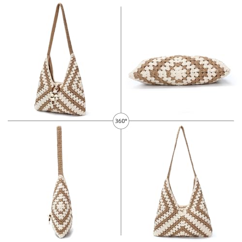 Bolso playero bohemio tejido de crochet para mujer miniatura 3
