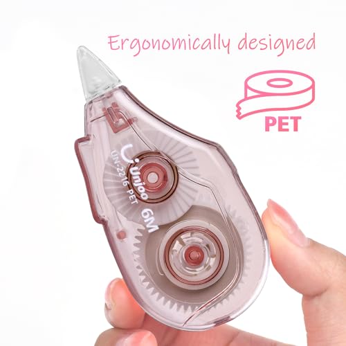 Unjoo White Correction Tape Dispenser, 12-Count Pack, Easy To Use Applicator, Fast, Clean Tear-Resistant Tape For school Supplies, Office (6M/256, 4 colors, Tape Width 0.2in)